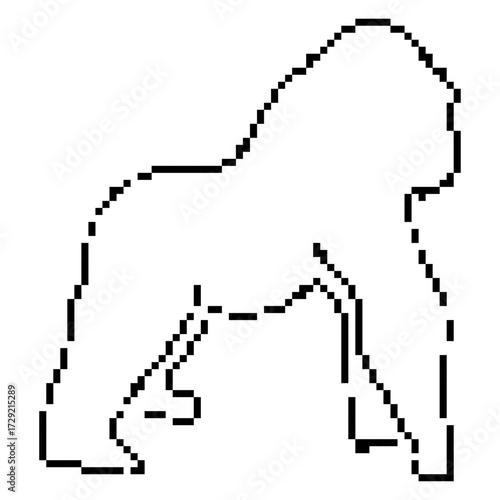 gorilla pixel icon, 8-bit. Isolated vector illustration.