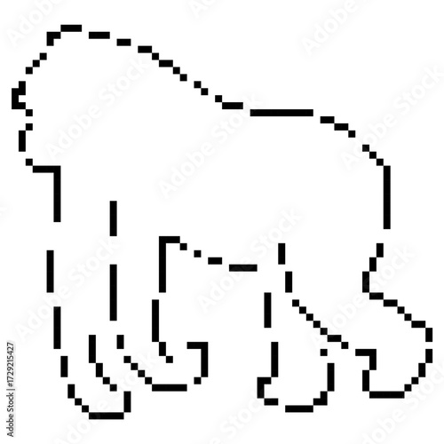 gorilla pixel icon, 8-bit. Isolated vector illustration.