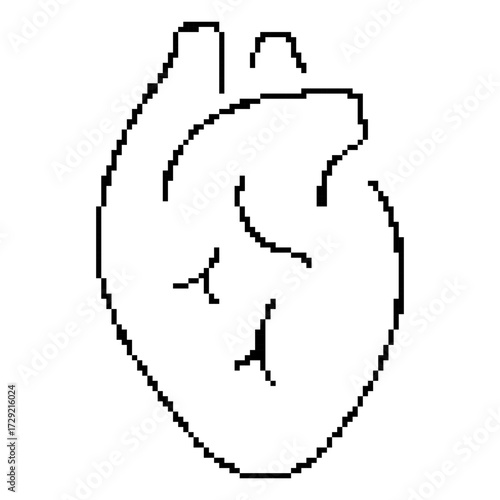 heart organ pixel icon, 8-bit. Isolated vector illustration.