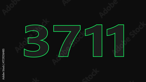Photos glowing neon number 3700 illustration