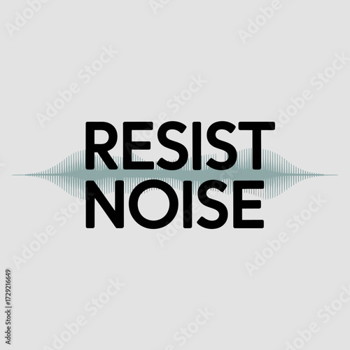 Modern logo design for resist noise featuring bold typography and abstract sound wave graphic element on a light gray background vector