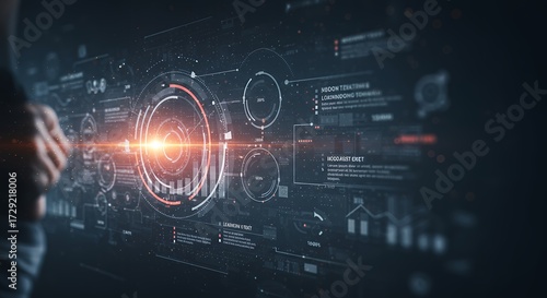 Futuristic Interface Displaying Data Visualization and Information Analytics with Advanced Technology