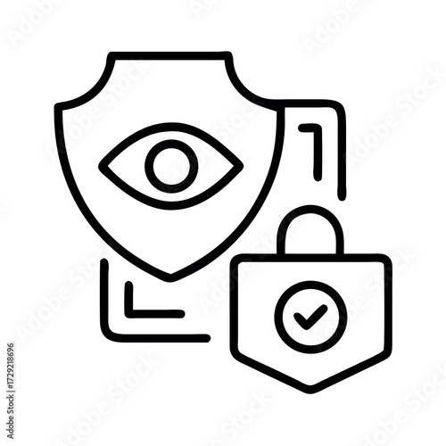 Digital security and privacy protection icon with eye and padlock