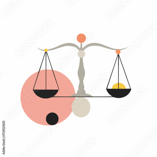 Abstract illustration of balancing scales in minimalist style  