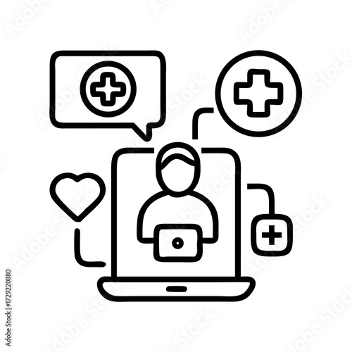 Digital healthcare consultation icon representing telemedicine and online medical services