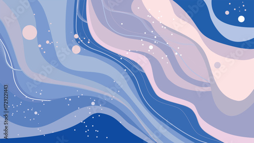 Abstract blue and pink swirls with white dots create a dynamic, artistic background perfect for digital designs, presentations, or social media posts