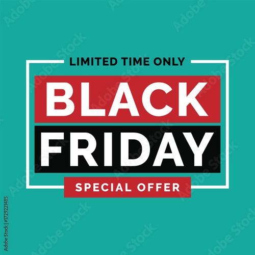Vector art of eyecatching black friday sale advertisement featuring bold typography and a vibrant color scheme, perfect for attracting customers and boosting sales