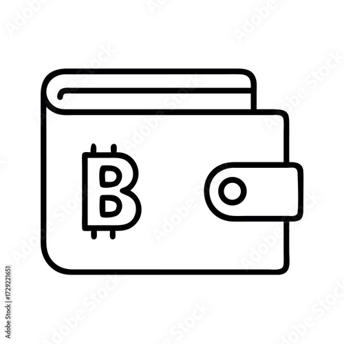 Digital bitcoin wallet icon representing cryptocurrency storage and security