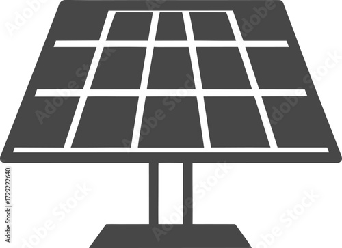 Dark Gray Icon of a Solar Panel on White Background solar energy renewable energy