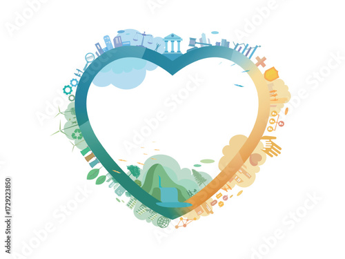 ESG in community A013 heart and Environmental social governance elements vector illustration graphic EPS 10
