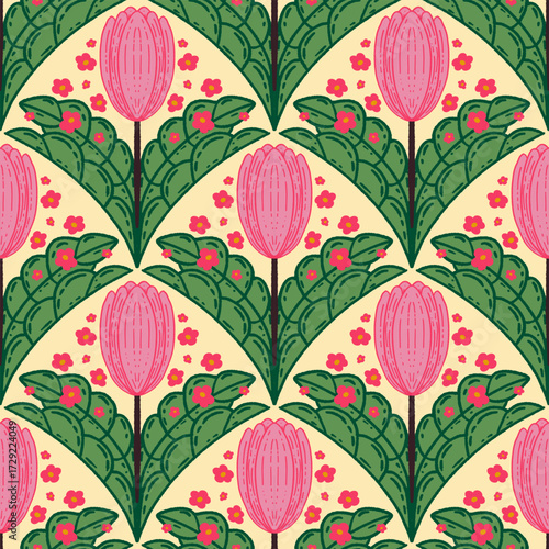 seamless floral scribble pattern background, motifs floral hand drawn, scribble style, scallop pattern, design for seamless floral pattern, printing, wrapping, background and craft