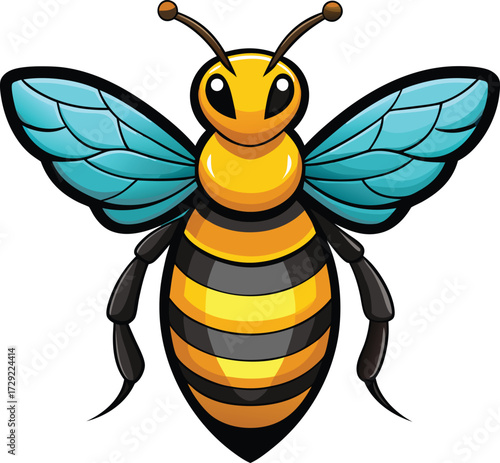 Cute Cartoon Bee Mascot Design Flying Insect Vector Logo Icon