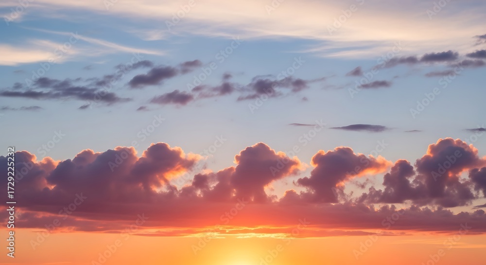 Fototapeta premium Vibrant sunset sky with ethereal clouds and vivid color transitions