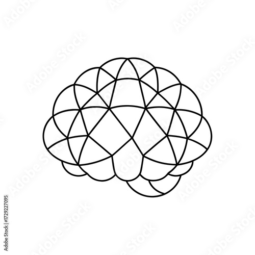 Abstract brain outline with geometric shapes silhouette