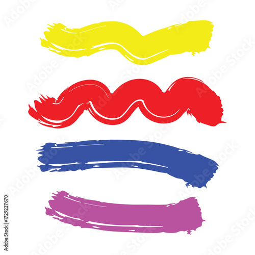 Colorful brush strokes isolated on white background create a vibrant and artistic design element for various creative projects