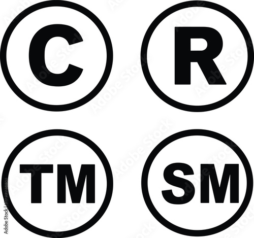 Copyright symbol, registered trademark, trademark icon, service mark, legal protection, branding, logo, rights, secure, design, graphic, minimal, ownership, identity, law, official, creative, mark