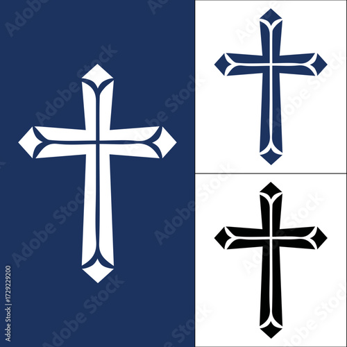 Christian cross symbol sign icon Vector 