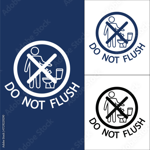Do not flush sign throwing trash in toilet Vector
