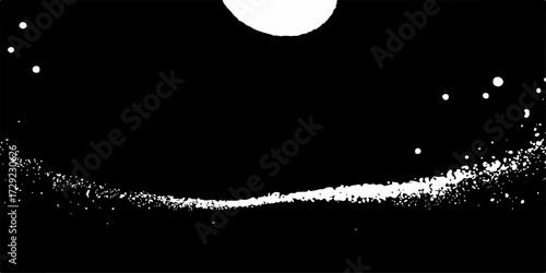 Abstract monochrome celestial spheres float in a dark void