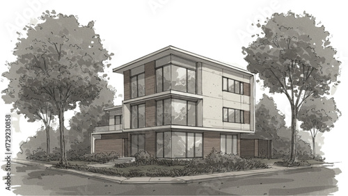 Building Facade Luxury Residential Project Background for Construction Industry AI EPS PNG JPEG