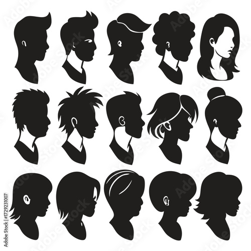 Female Hairstyle Silhouettes Collection – Ponytail, Bun & More