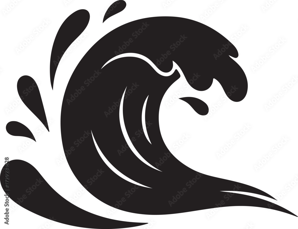 Obraz premium Ocean Wave and Water Splash Silhouette Vector