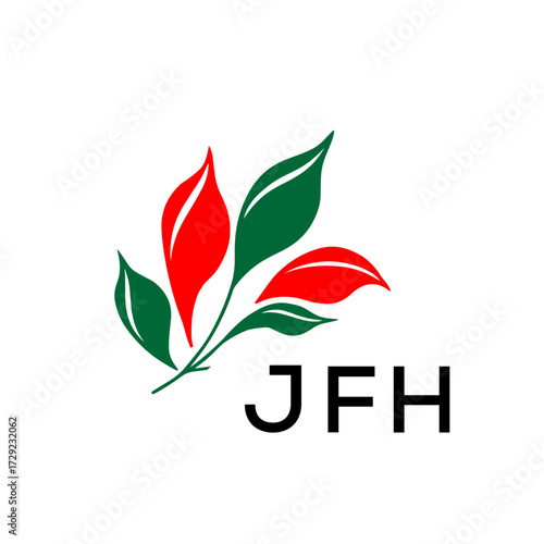 JIH Nature Inspired Minimalist Logo Template, JIH Later Logo, Elegant Botanical Logo with Abstract Leaves, 
