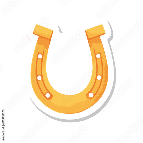 Illustration of yellow gold horseshoe on white background