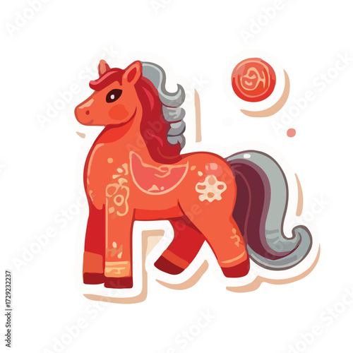 Cute Horse Illustration for postcard, poster and sticker on white