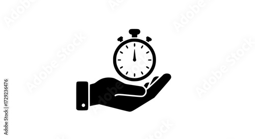 Hand wearing timer black white icon