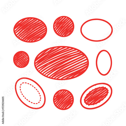 Draw red blood cells in a sketch style with bold red shading and white background.