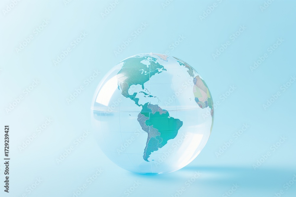 Fototapeta premium Minimalist globe on a light blue background.