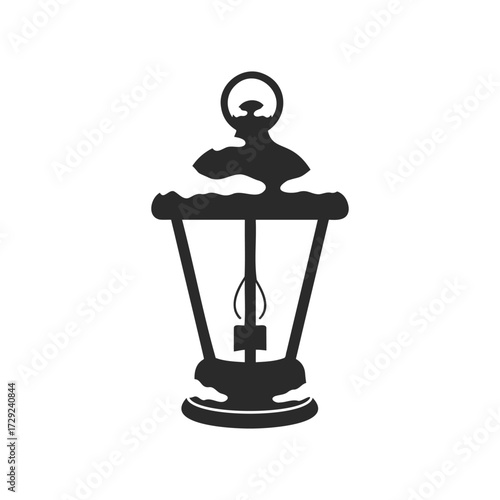 Vintage lantern silhouette on white background for decorative design
