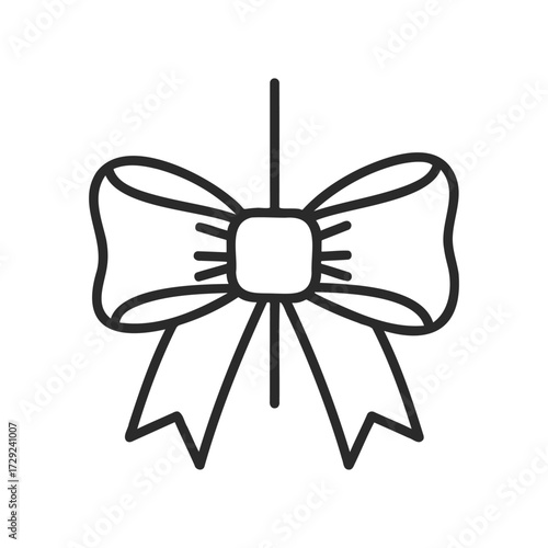 Simple black and white outline of decorative bow vector design