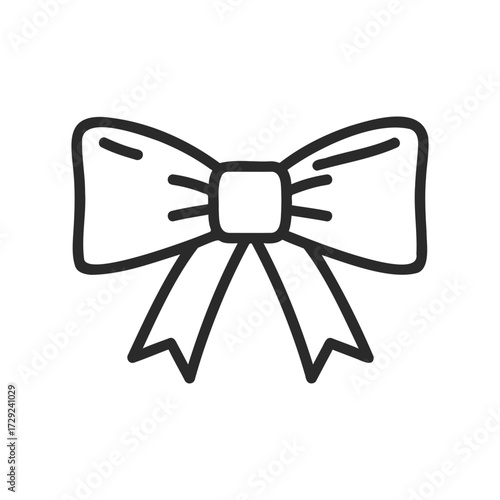 Simple black outline of a bow on white background