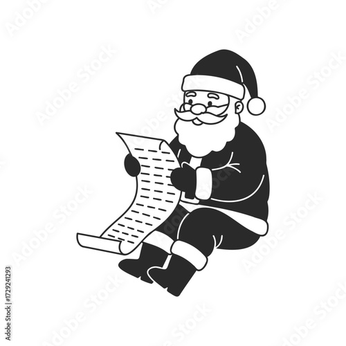 Santa claus reading naughty or nice list illustration
