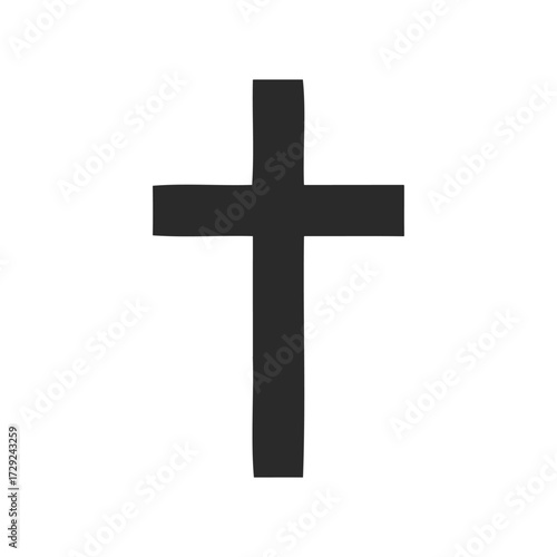 Silhouette of a christian religious cross on white background