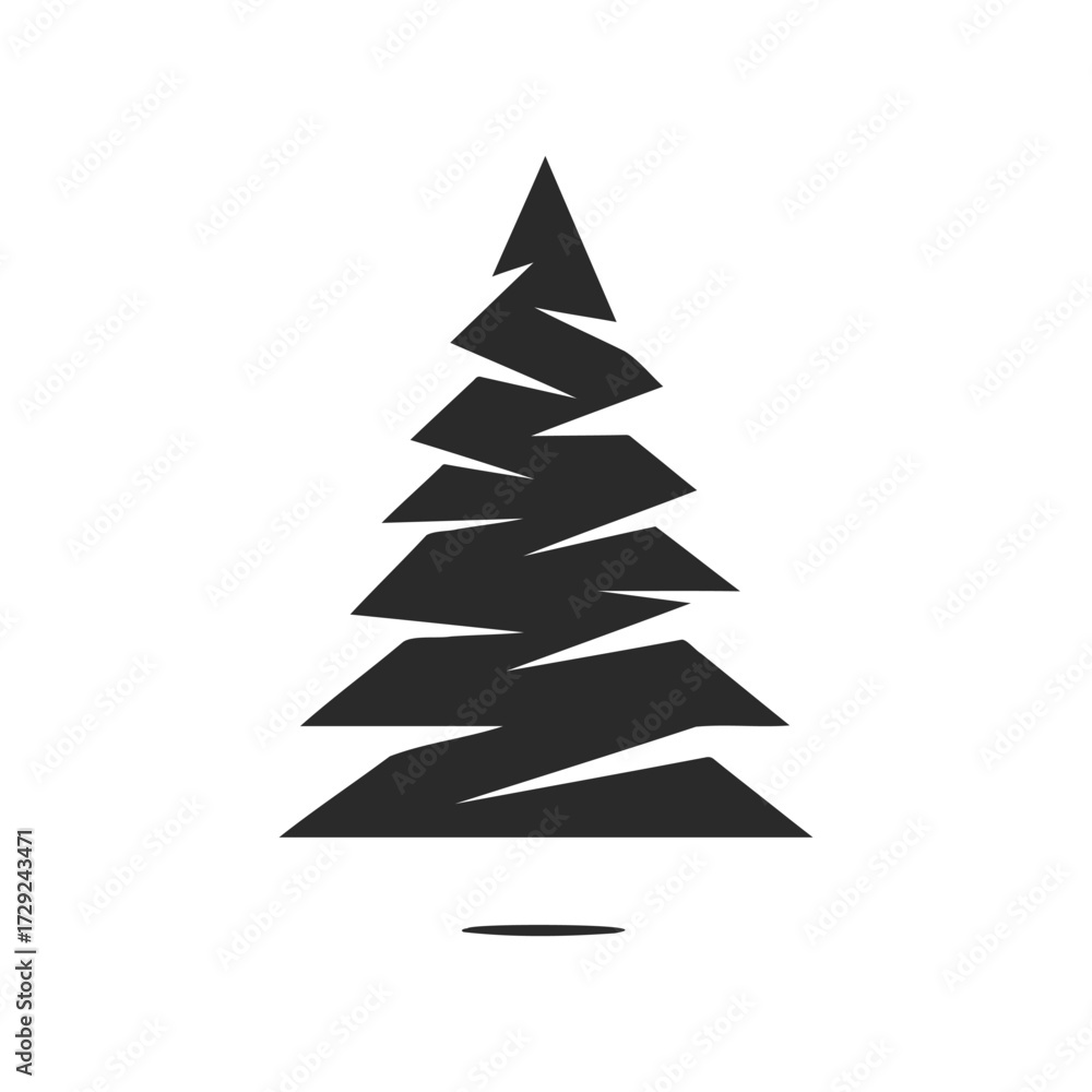 Obraz premium Minimalist abstract black christmas tree design on white background