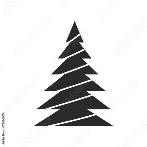 Minimalist black pine tree icon with simple geometric design