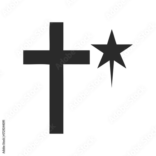 Christian cross and star of bethlehem symbolizing faith and hope