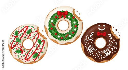 holiday donuts featuring festive designs