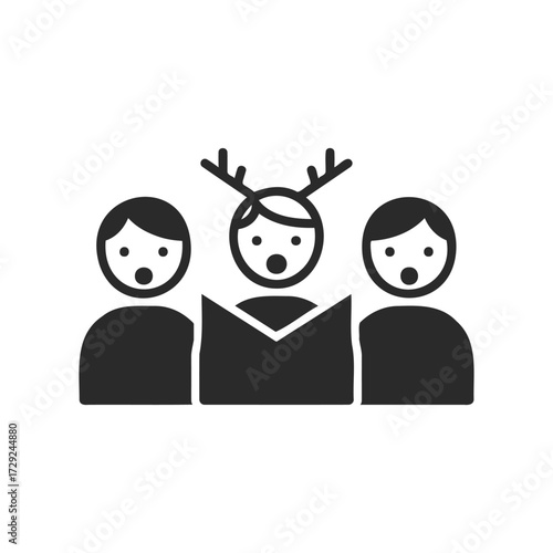 Group singing christmas carols illustration with reindeer antlers
