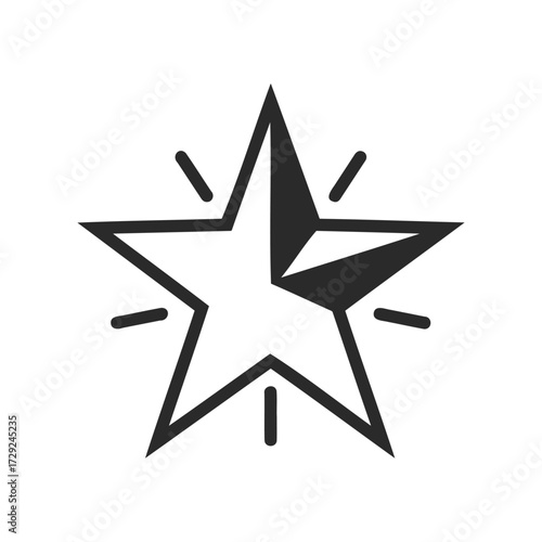 Abstract geometric star with dynamic lines and angles in black and white design
