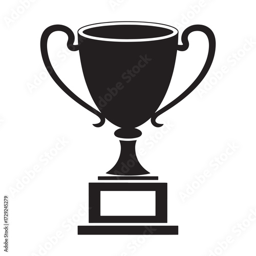 Trophy Cup Vector Icon Silhouette for Winner Award Achievement and Sports Competition Success