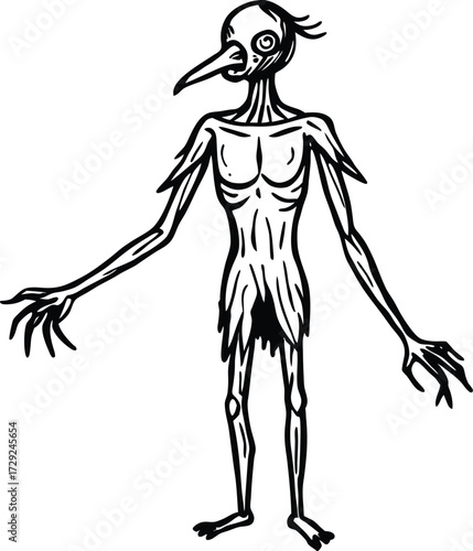 Ghostly humanoid figure illustration