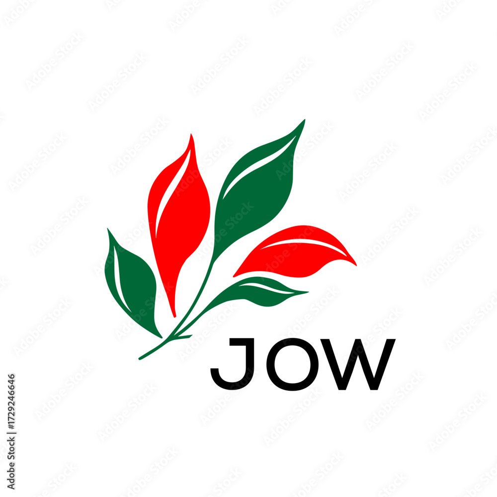 Fototapeta premium JOW Nature Inspired Minimalist Logo Template, JOW Later Logo, Elegant Botanical Logo with Abstract Leaves, 