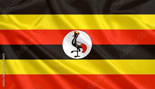 Free Download A crowned crane steps forward—Uganda’s flag pulses in black, yellow, and red, where stripes echo the people, the sun, and the bond of brotherhood. It’s a banner of motion and meaning, stitched with pr - GFXLoad