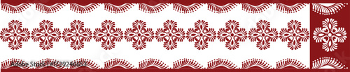white saree with red border, puja saree illustration, peacock saree illustration, mandala design, 