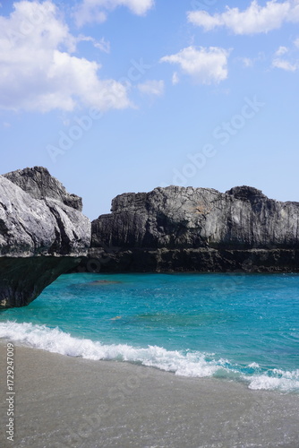 Rocks in the aegean sea of a beach in Crete