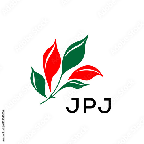 JPJ Nature Inspired Minimalist Logo Template, JPJ Later Logo, Elegant Botanical Logo with Abstract Leaves, 
